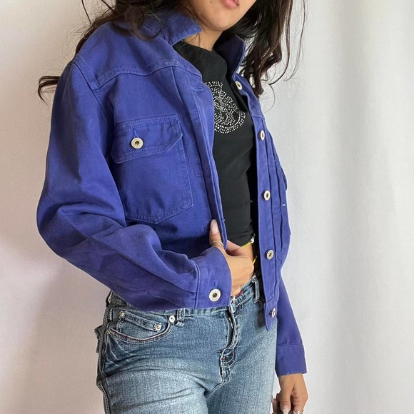 True Vintage 1980s Purple Guess Denim Jacket Small - Picture 1 of 4